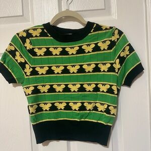 Violet Voss Green and Yellow Crop Top